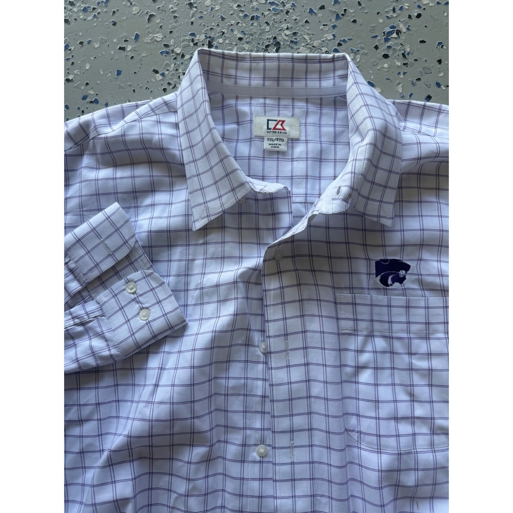 Cutter & Buck Button Down‎ Shirt K-State Wildcats Plaid XXL KSU
